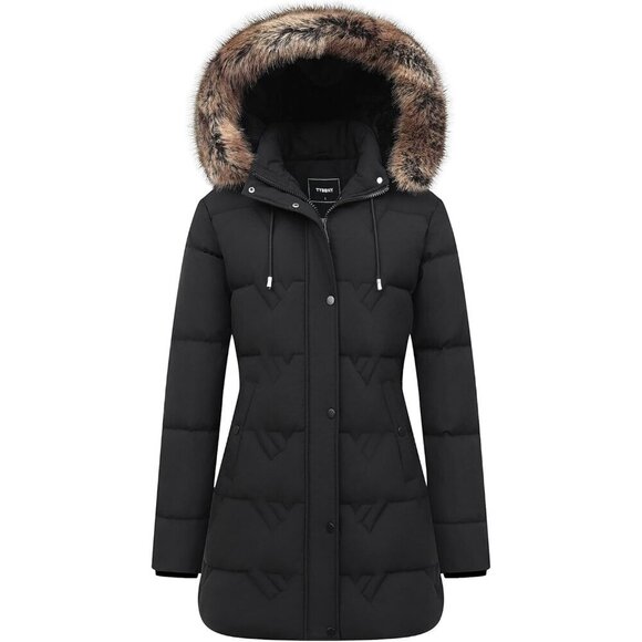 Jackets & Blazers - "Women's Black Waterproof Winter Coat, Long Insulated Parka with Detachable Hood